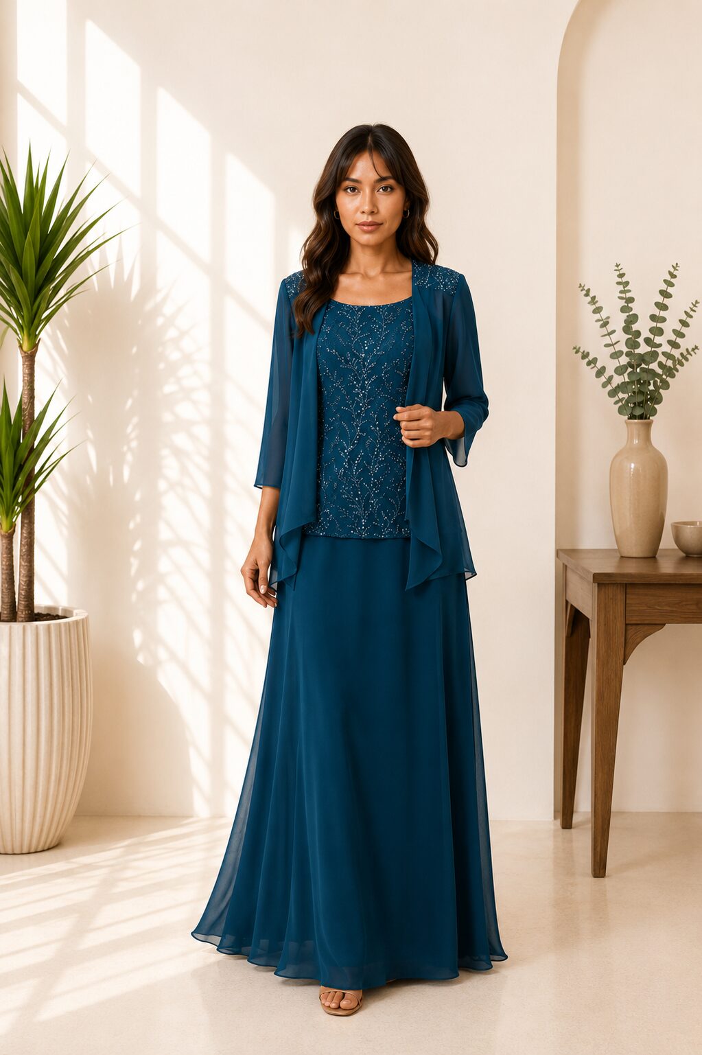 2 Pieces Bride Dress with Jacket Long Mother