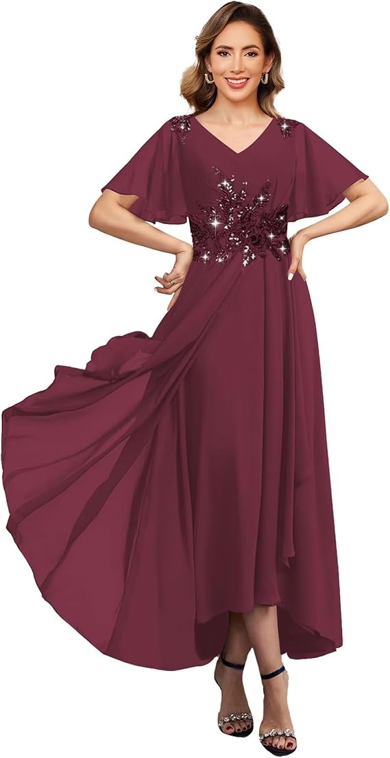 Short Sleeve Lace Applique V Neck formal Bride Dress