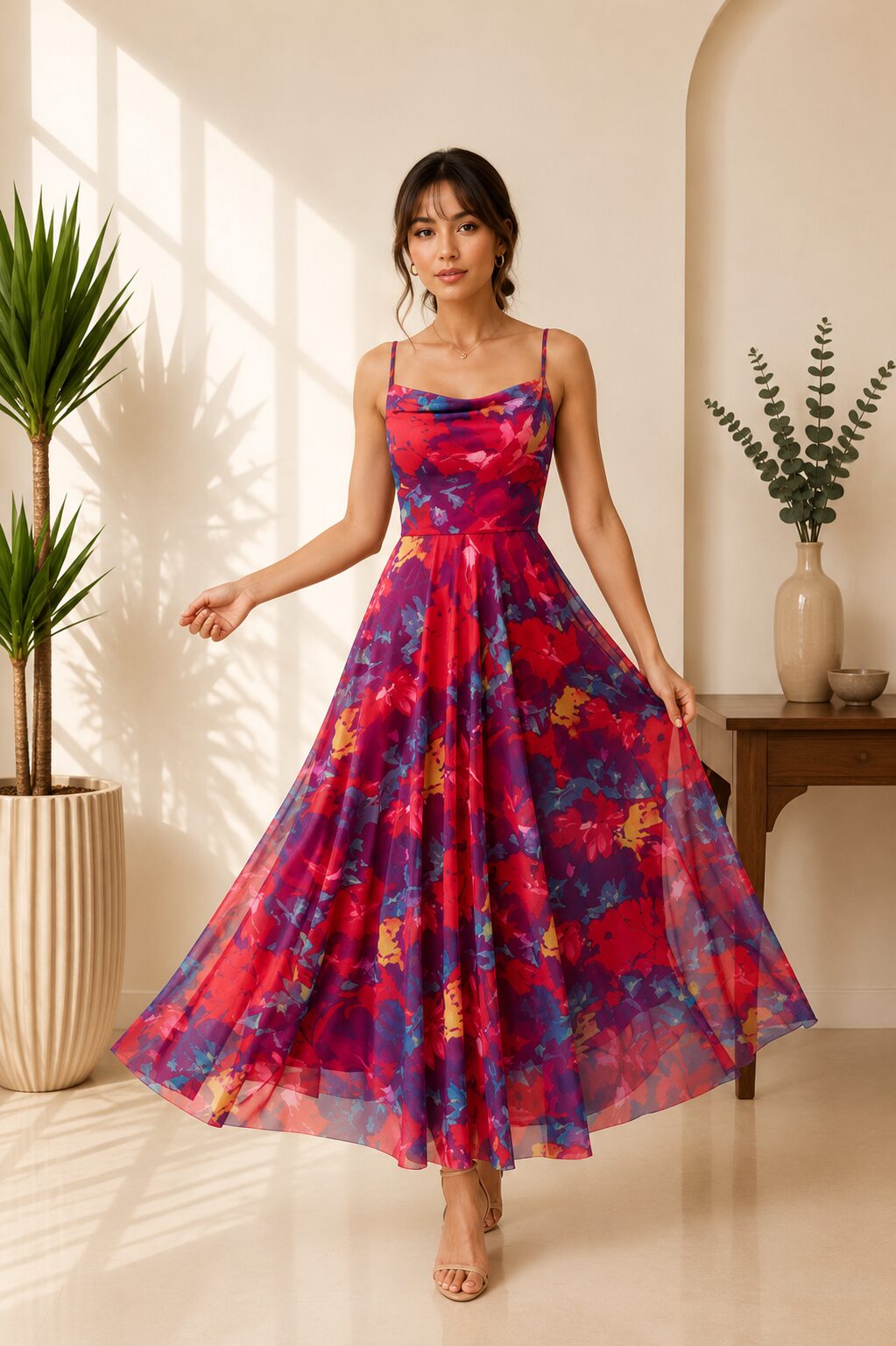 Floral Maxi Elegant Spaghetti Strap Dress Beach Long