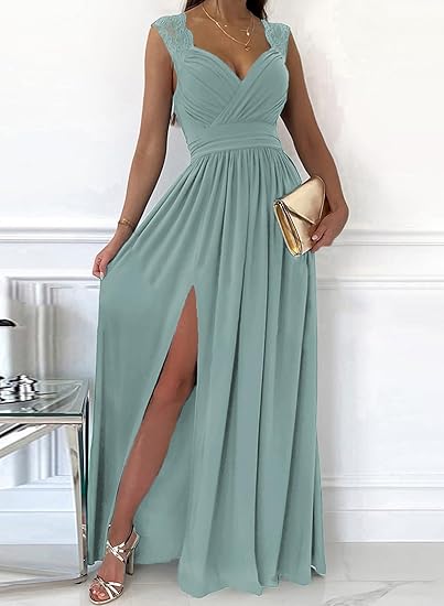 Formal Guest Wedding Wrap V Neck Ruched Bridesmaid Dress
