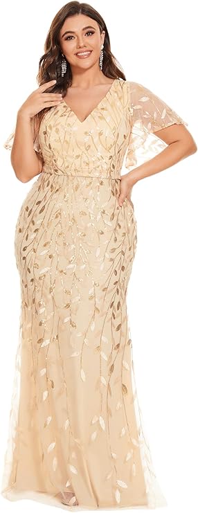 Plus Size Formal Dresses for Curvy Women Sequin Vestidos
