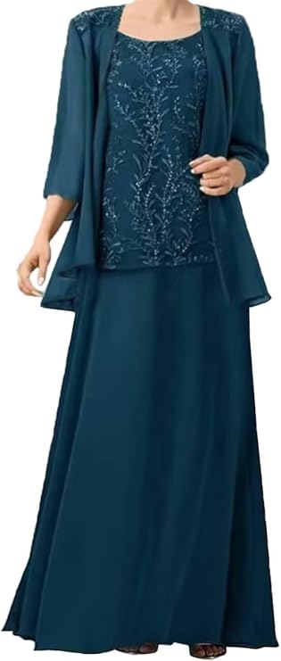 2 Pieces Bride Dress with Jacket Long Mother