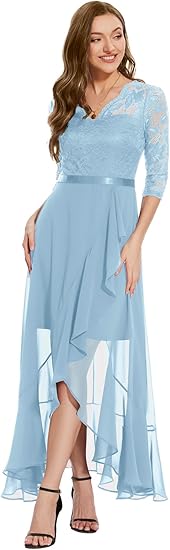 VNeck Floral Lace Prom Cocktail Party Formal Guest Dress