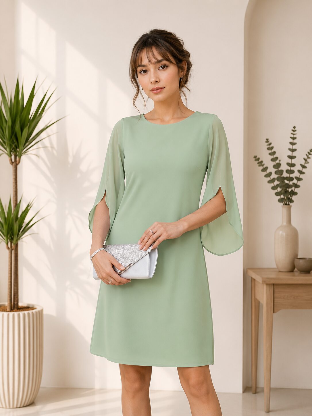 Womens Wedding Cocktail Dress Flutter Sleeve Guest