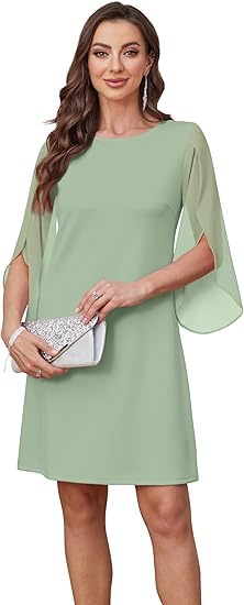 Womens Wedding Cocktail Dress Flutter Sleeve Guest