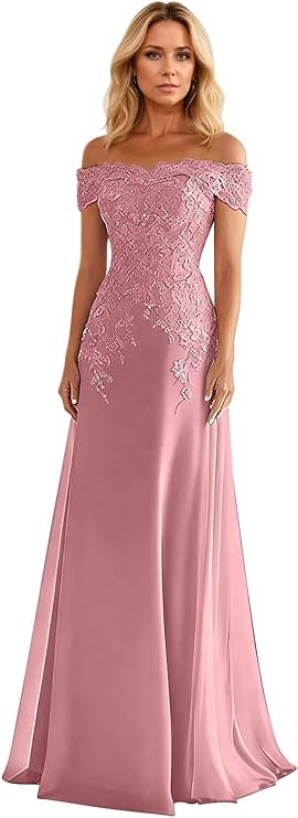 Lace Applique Prom Dress Off Shoulder Formal Evening Gowns