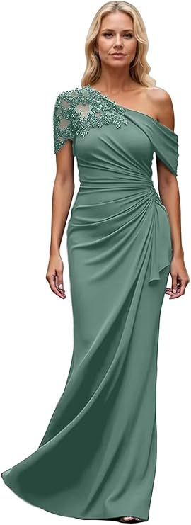Bride Long Mermaid Pleated Chiffon Formal Dress