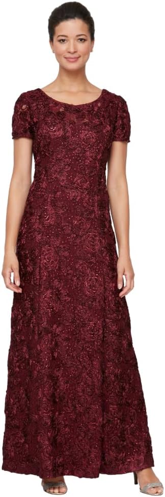 Long Rosette for wed with Short Sleeves dress